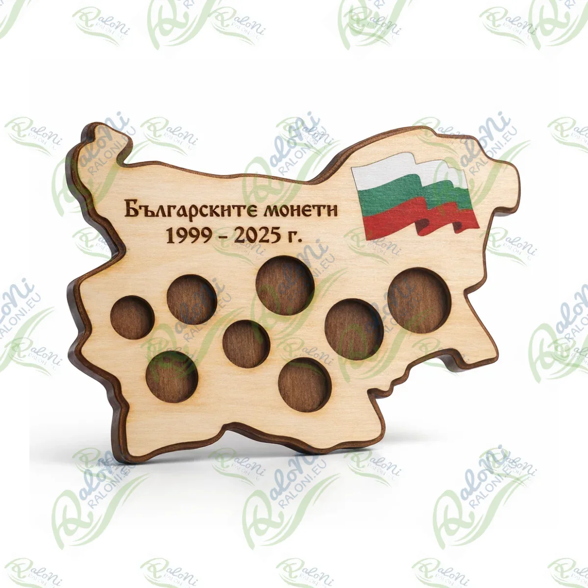 Дървена поставка за български монети „Карта на България“ (1999–2025)